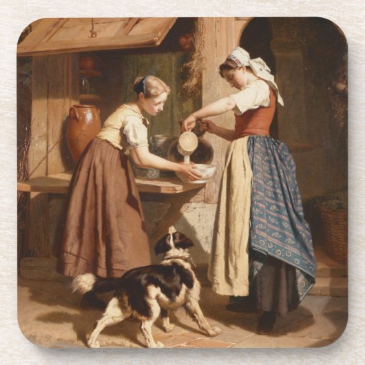 In de zuivelfabriek, 1866 (olie op het paneel) onderzetter (Voorkant)
