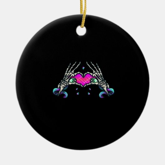 In Death - Skelet Hart Handen Keramisch Ornament (Voorkant)