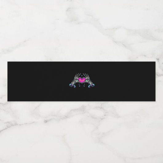 In Death - Skelet Hart Handen Waterfles Etiket (Enkel label)