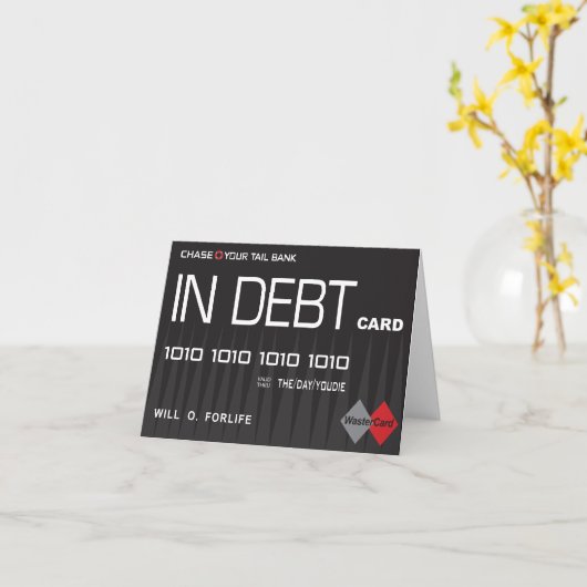 In Debt Funny Credit Kaart Design Wenskaart (Gele Bloem)