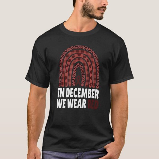 In december Draag we de maand van de Rode HIV Bewu T-shirt (Voorkant)
