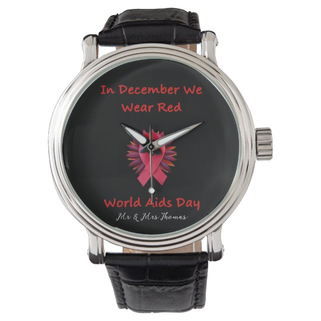 In december Draag we Red Unite voor Wereldaidsdag Horloge (Voorkant)