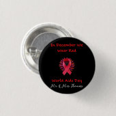 In december Draag we Red Unite voor Wereldaidsdag Ronde Button 3,2 Cm (Voorkant /achterkant)