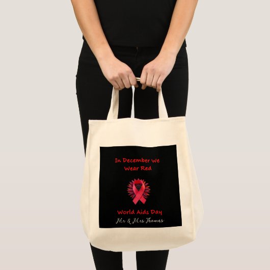 In december Draag we Red Unite voor Wereldaidsdag Tote Bag (Voorkant (product))
