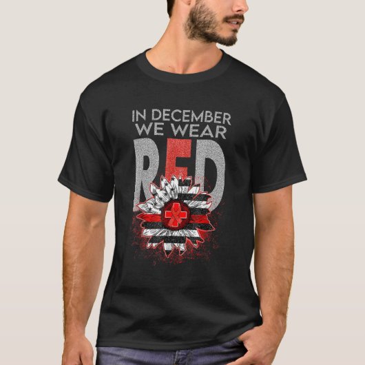 In december Draag we rood voor de wereldwijde aids T-shirt (Voorkant)