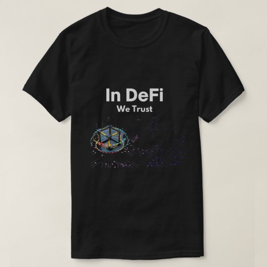 In DeFi We Trust Crypto Kunst T-shirt (Design voorkant)