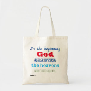 In den beginne schiep God Tote Bag