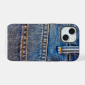 In denim iPhone 15 case (Achterkant horizontaal)