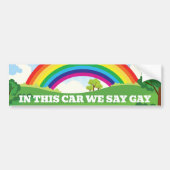 In deze auto zeggen we Gay Pride maand schattige r Bumpersticker (Voorkant)