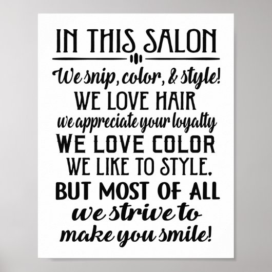 In deze salon regels poster (Voorkant)