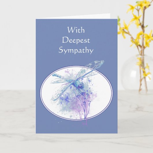 In Diepste Sympathie Mooie Blauwe Libel Kaart (Gele Bloem)
