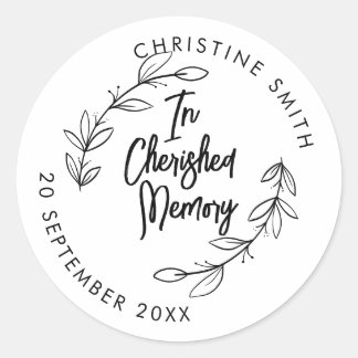 In dierbare herinnering Elegante bloem klassieke r Ronde Sticker