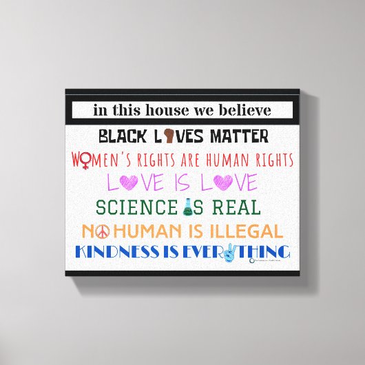In dit huis geloven we... canvas print. (Voorkant)