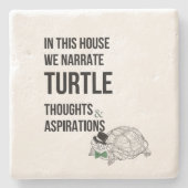 IN DIT HUIS Grappige schildpad liefhebbers citaat Stenen Onderzetter (Voorkant)