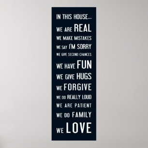 In dit huis houden we van, poster donkerblauw blau
