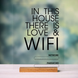 In dit huis is er liefde en WiFi Wall Art Acryl Bord