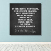 In dit Huis maken we een familiekrijfdruk Canvas Afdruk (Insitu (Houten vloer))