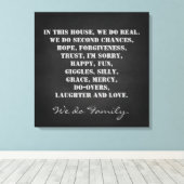 In dit Huis maken we een familiekrijfdruk Canvas Afdruk (Insitu (Houten vloer))