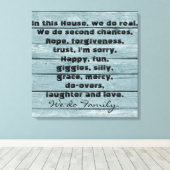 In dit Huis maken we een familiekrijfdruk Canvas Afdruk (Insitu (Houten vloer))