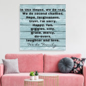 In dit Huis maken we een familiekrijfdruk Canvas Afdruk (Insitu (Woonkamer))