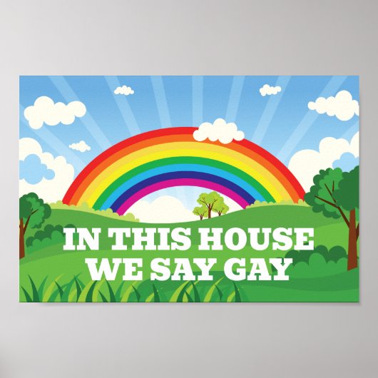 In dit Huis zeggen we Gay Cute Pride Rainbow Poster (Voorkant)