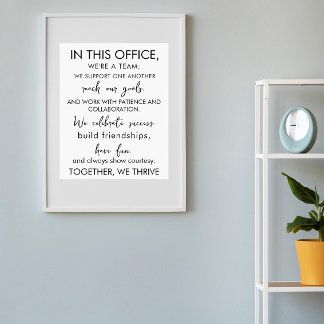 In dit kantoor zijn we een team – inspirerend werk poster