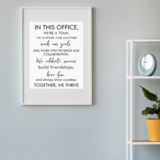 In dit kantoor zijn we een team – inspirerend werk poster