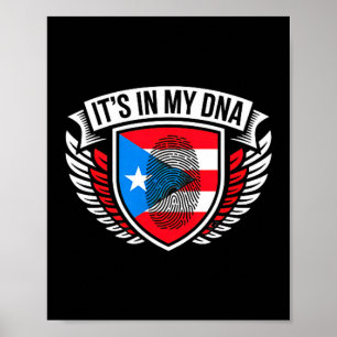 In dna-vingerafdruk in puerto rico rikaanse vlag t poster