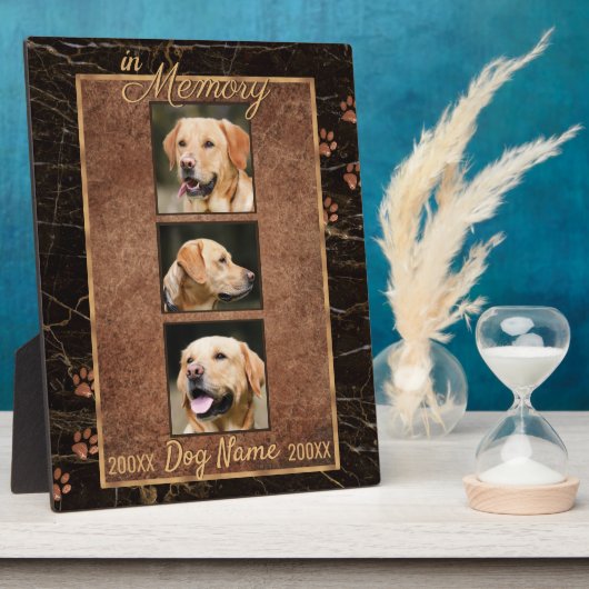 In Dog Memory Marble Rustic Gold Keepomwille Fotoplaat (Zijkant)