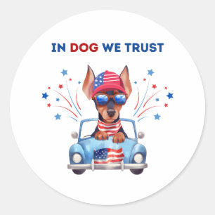 In Dog vertrouwen we op Pun Round Sticker