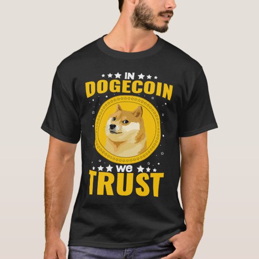 In Dogecoin We Trust To The Moon  Blockchain Crypt T-shirt (Voorkant)
