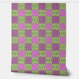 In donkere veelkleurige tonen, retro geometrisch behang