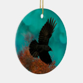 In een Aqua Blue Sky vliegt de Crow Keramisch Ornament (Rechts)