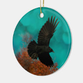 In een Aqua Blue Sky vliegt de Crow Keramisch Ornament (Links)