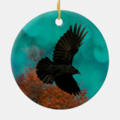 In een Aqua Blue Sky vliegt de Crow Keramisch Ornament (Achterkant)
