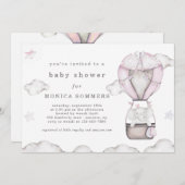 In een Baby shower van de Wolk (Roze) Uitnodiging (Voorkant / Achterkant)