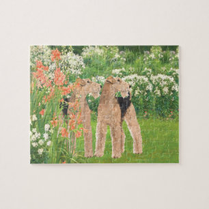 In een bloementuin legpuzzel