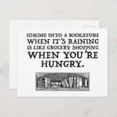 In een boekwinkel komen als het regent briefkaart (Voorkant / Achterkant)