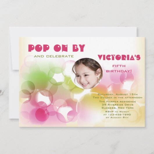 In een Bubble Foto Verjaardag Uitnodiging (Voorkant)