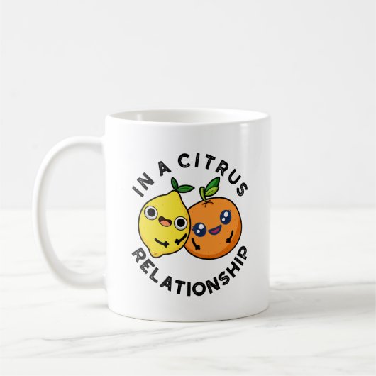 In een Citrus Relatie Funny Fruit Pun Koffiemok (Links)