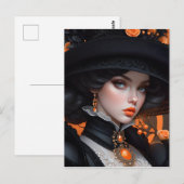 In een close-up van een persoon die een pet draagt briefkaart (Voorkant / Achterkant)