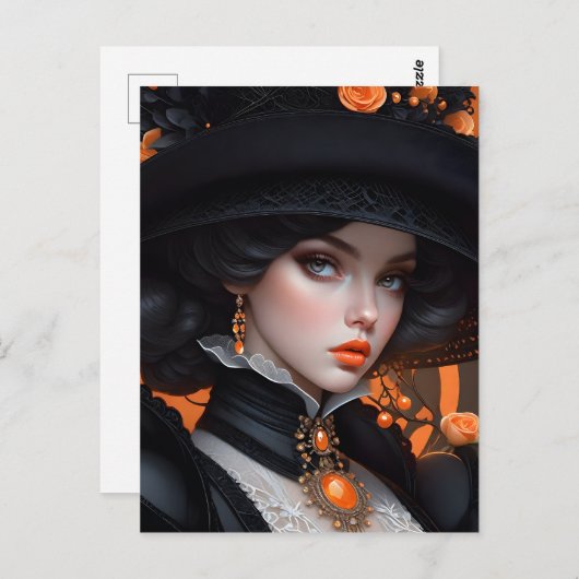 In een close-up van een persoon die een pet draagt briefkaart (Voorkant / Achterkant)