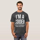 In een coder mijn niveau van sarcasme grappige cod t-shirt (Voorkant volledig)