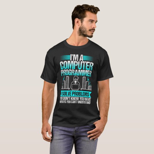 In een computerprogrammeur los ik problemen op t-shirt (Voorkant volledig)