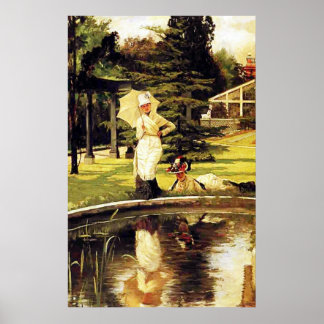 In een Engelse tuin ~ James Tissot ~ Fine Art Poster