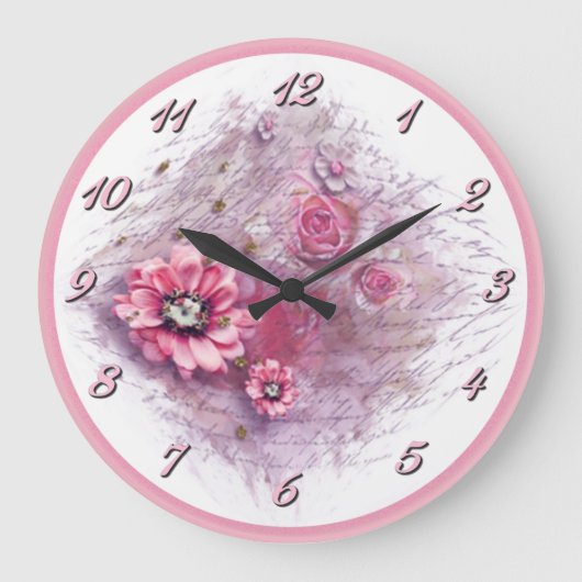 In een Floral roze wandklok geschreven (Voorkant)