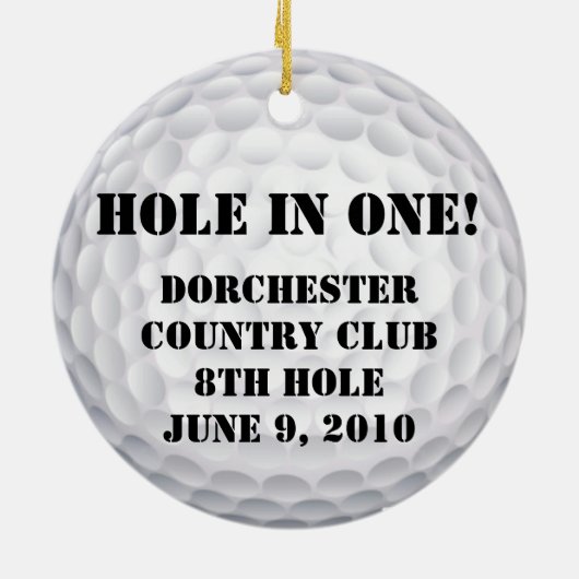 In één gat! golfbal keramisch ornament (Achterkant)