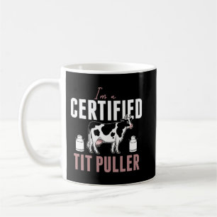 In een gecertificeerde tit pulle Funny Farmer Koffiemok