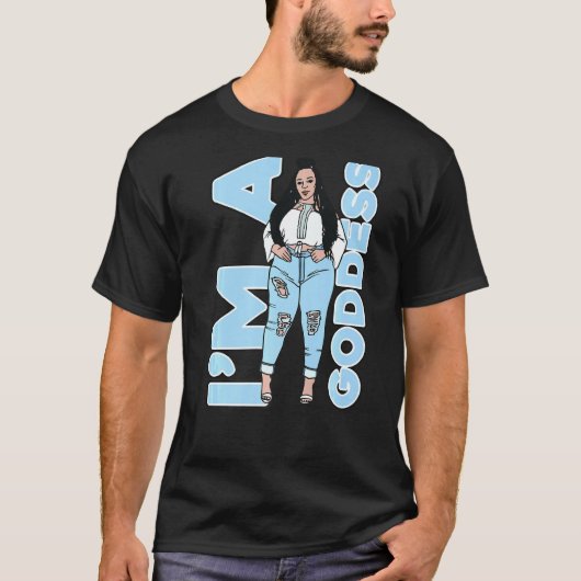 In een godin bbw plus maat zwart meisje Magic Mela T-shirt (Voorkant)