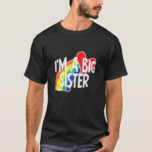 In een grote zus kleurrijke regenboog liefde hart  t-shirt